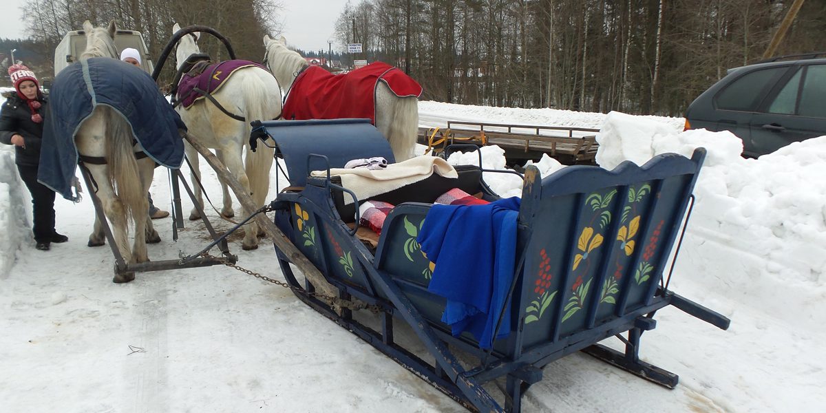 Сани большие синие для киносъемок